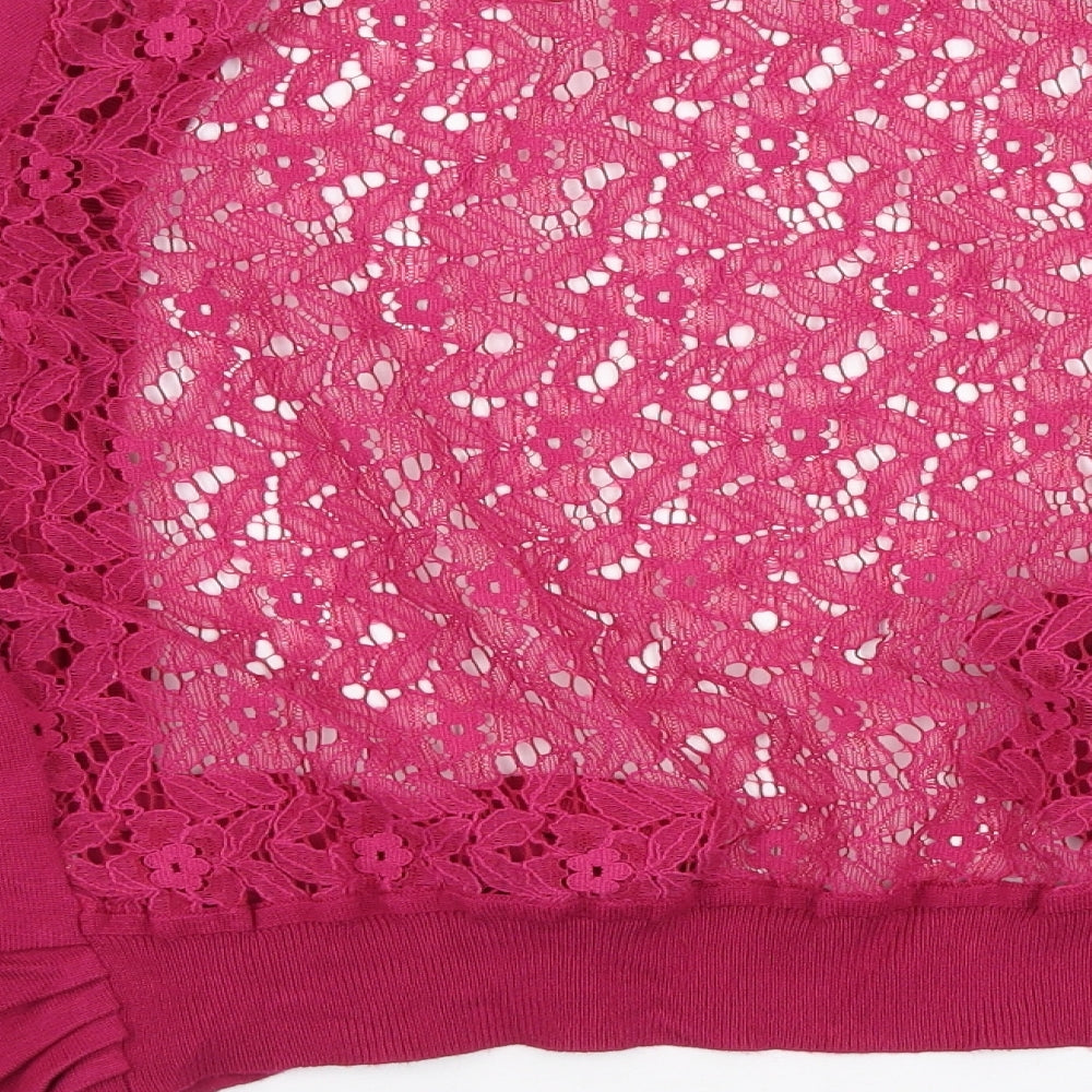Peacocks Womens Pink V-Neck  Polyester Cardigan Jumper Size 18