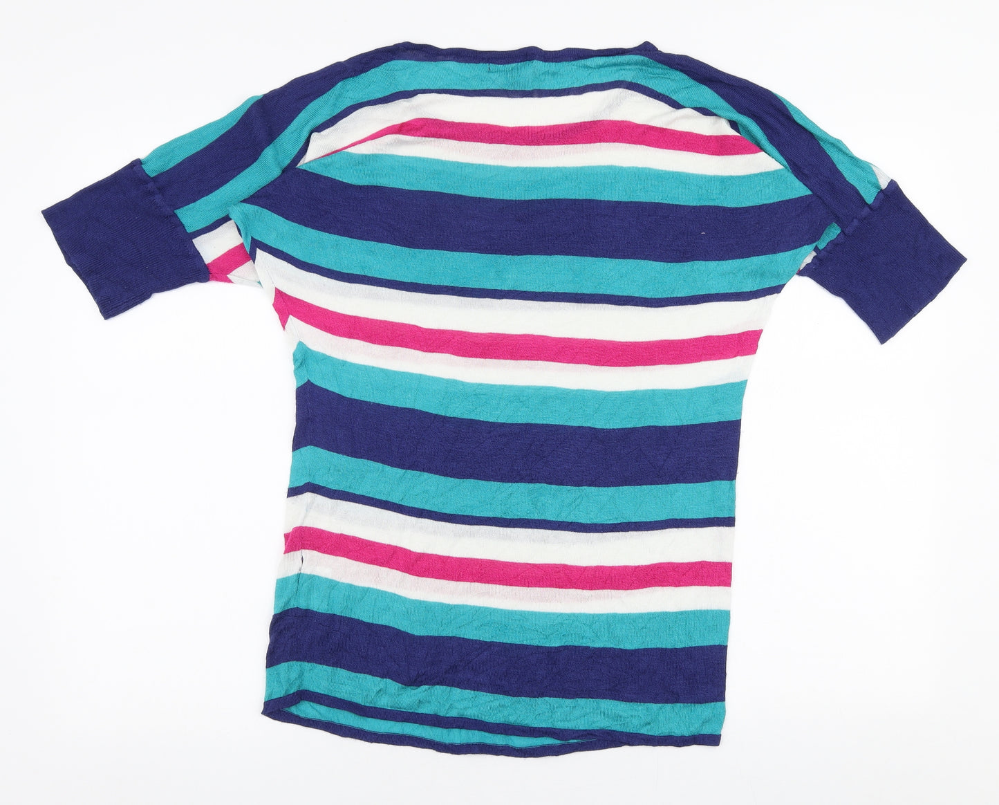 Pomodoro Womens Multicoloured Boat Neck Striped Viscose Pullover Jumper Size 14