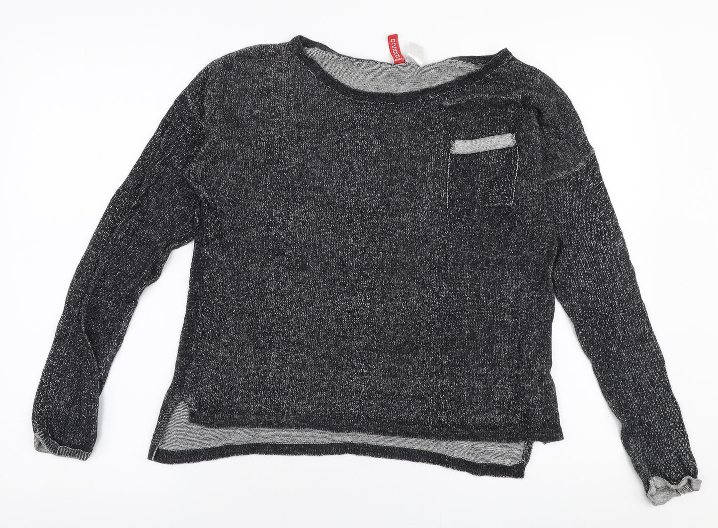 H&M Womens Grey Boat Neck  Cotton Pullover Jumper Size 8