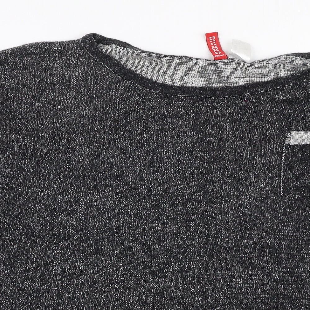 H&M Womens Grey Boat Neck  Cotton Pullover Jumper Size 8