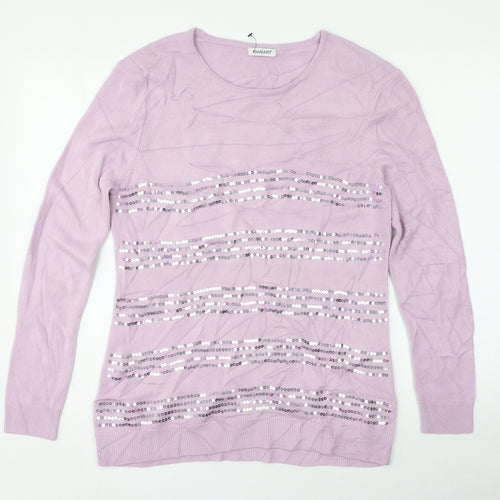 Damart Womens Purple Round Neck  Acrylic Pullover Jumper Size M