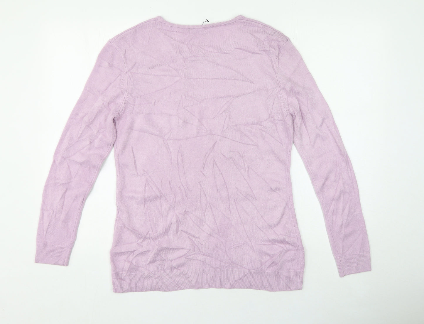 Damart Womens Purple Round Neck  Acrylic Pullover Jumper Size M