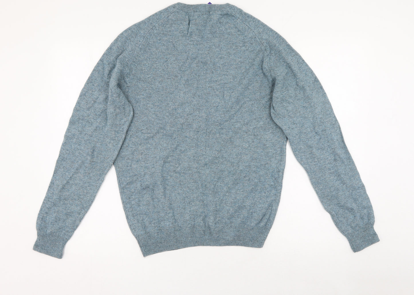 M&S Mens Blue Round Neck  Wool Pullover Jumper Size M