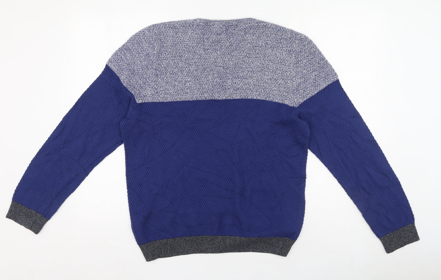 M&S Mens Blue Round Neck  Acrylic Pullover Jumper Size L