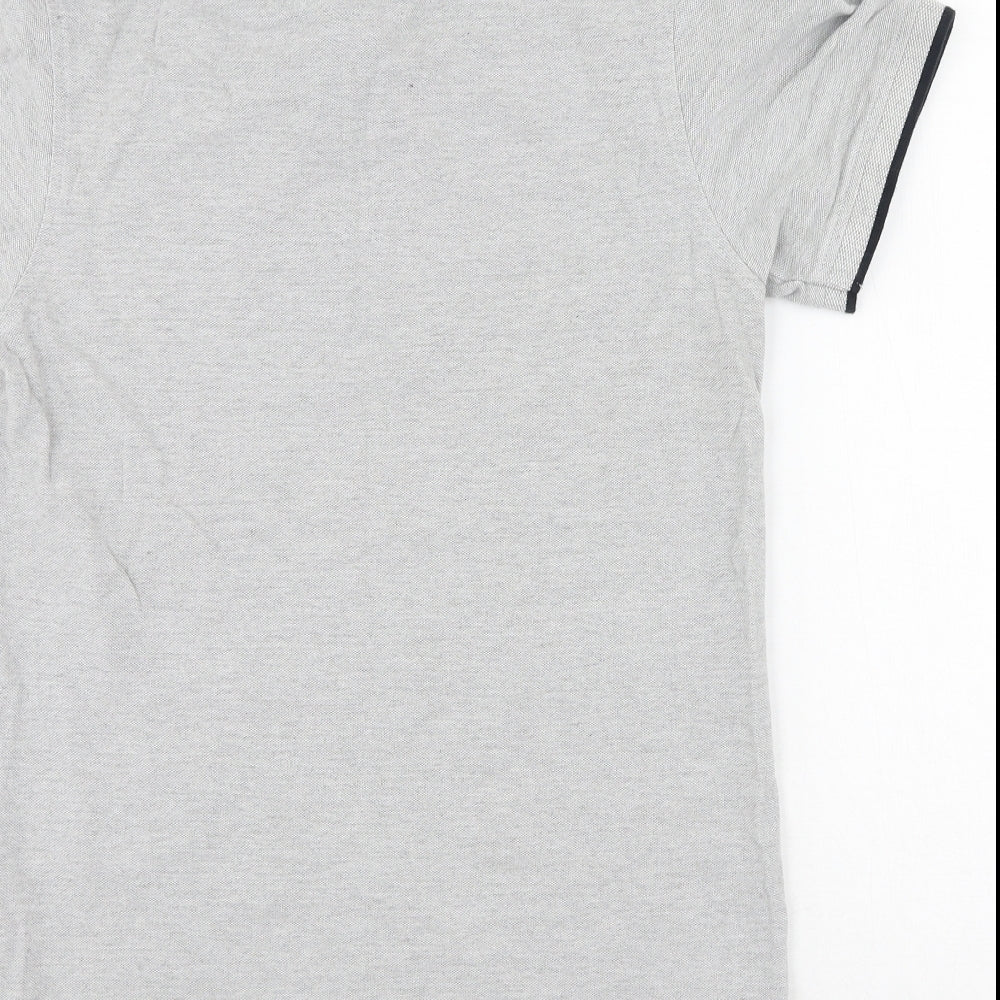 JACK & JONES Mens Grey  Cotton  Polo Size S Collared Button