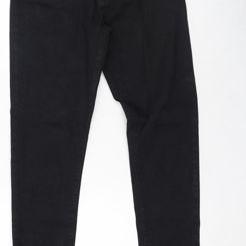 Denim & Co. Womens Black  Cotton Trousers  Size 34 in L30 in Regular Zip
