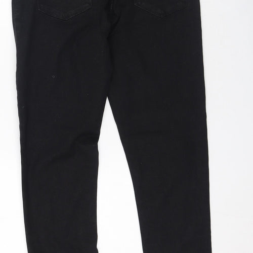 Denim & Co. Womens Black  Cotton Trousers  Size 34 in L30 in Regular Zip