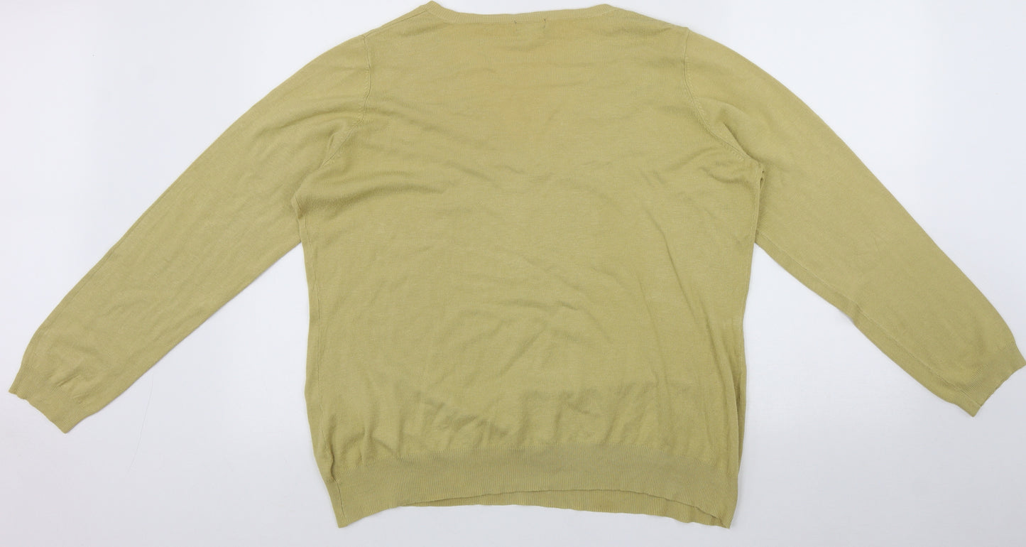 F&F Womens Beige V-Neck  Viscose Pullover Jumper Size 20