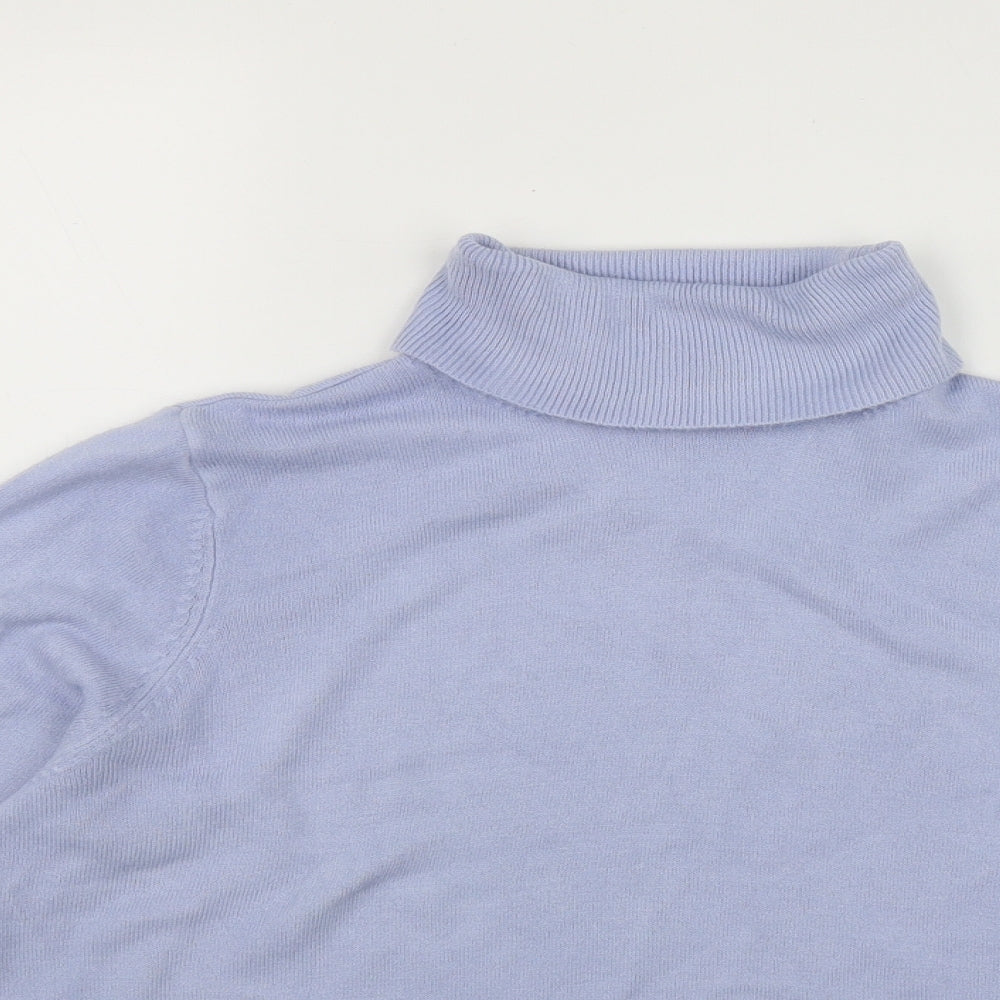 Marks and Spencer Womens Blue Roll Neck  Acrylic Pullover Jumper Size 14