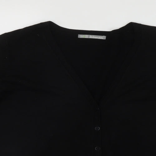 Marks and Spencer Womens Black V-Neck  Polyester Cardigan Jumper One Size