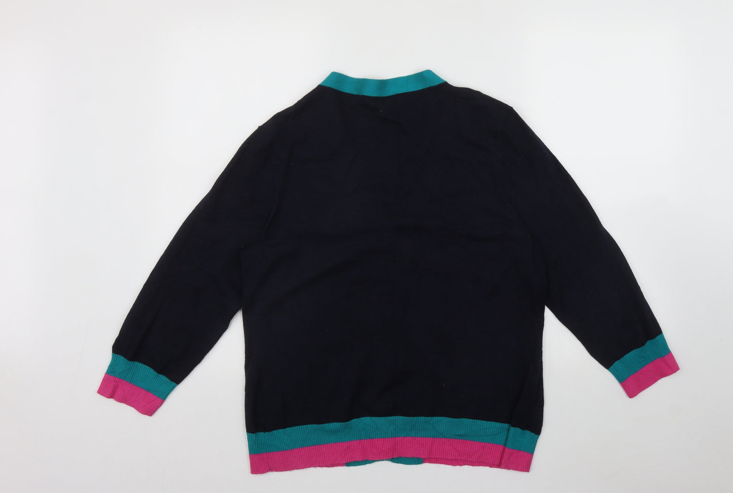 CC Womens Multicoloured V-Neck Geometric Viscose Cardigan Jumper Size L   - Button closure