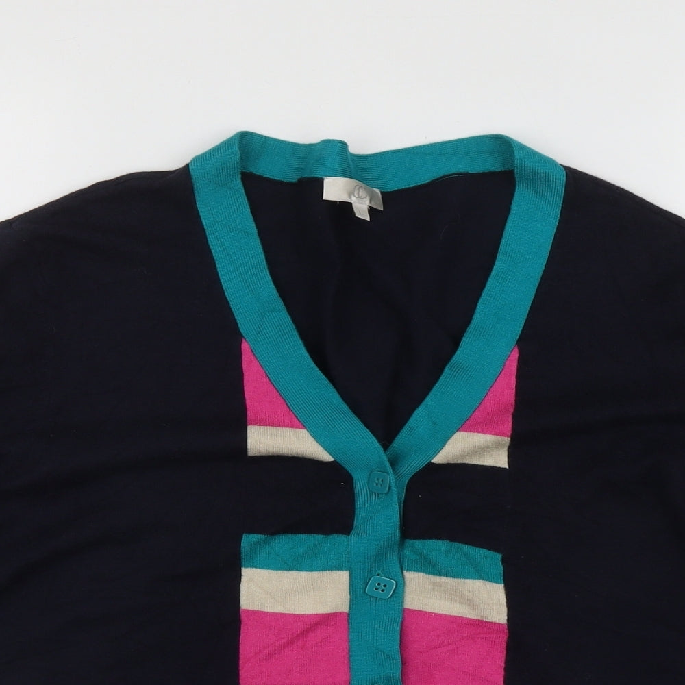 CC Womens Multicoloured V-Neck Geometric Viscose Cardigan Jumper Size L   - Button closure