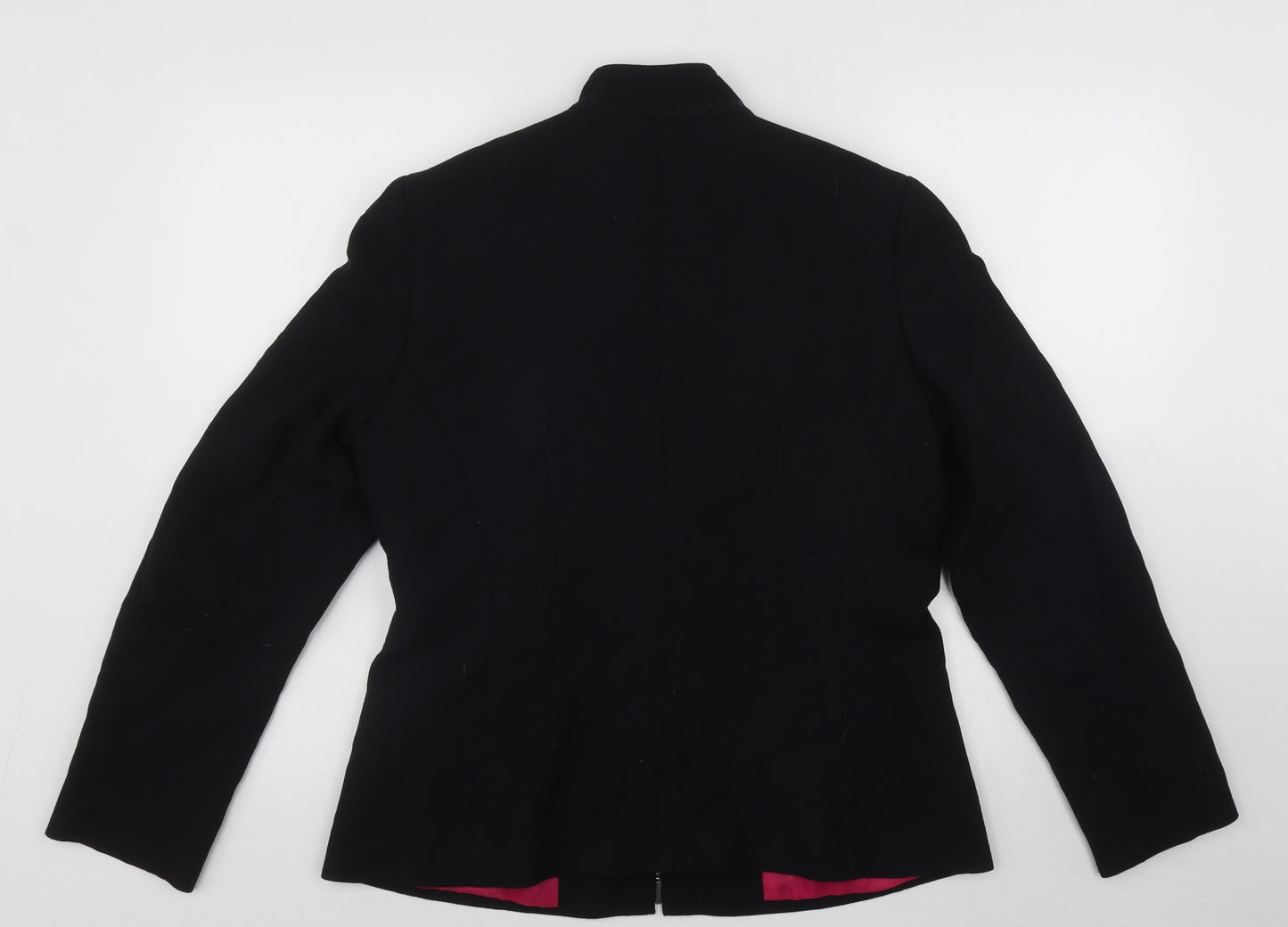 Marks and Spencer Womens Black   Jacket  Size 14  Zip - Pocket Detail Shoulder Pads