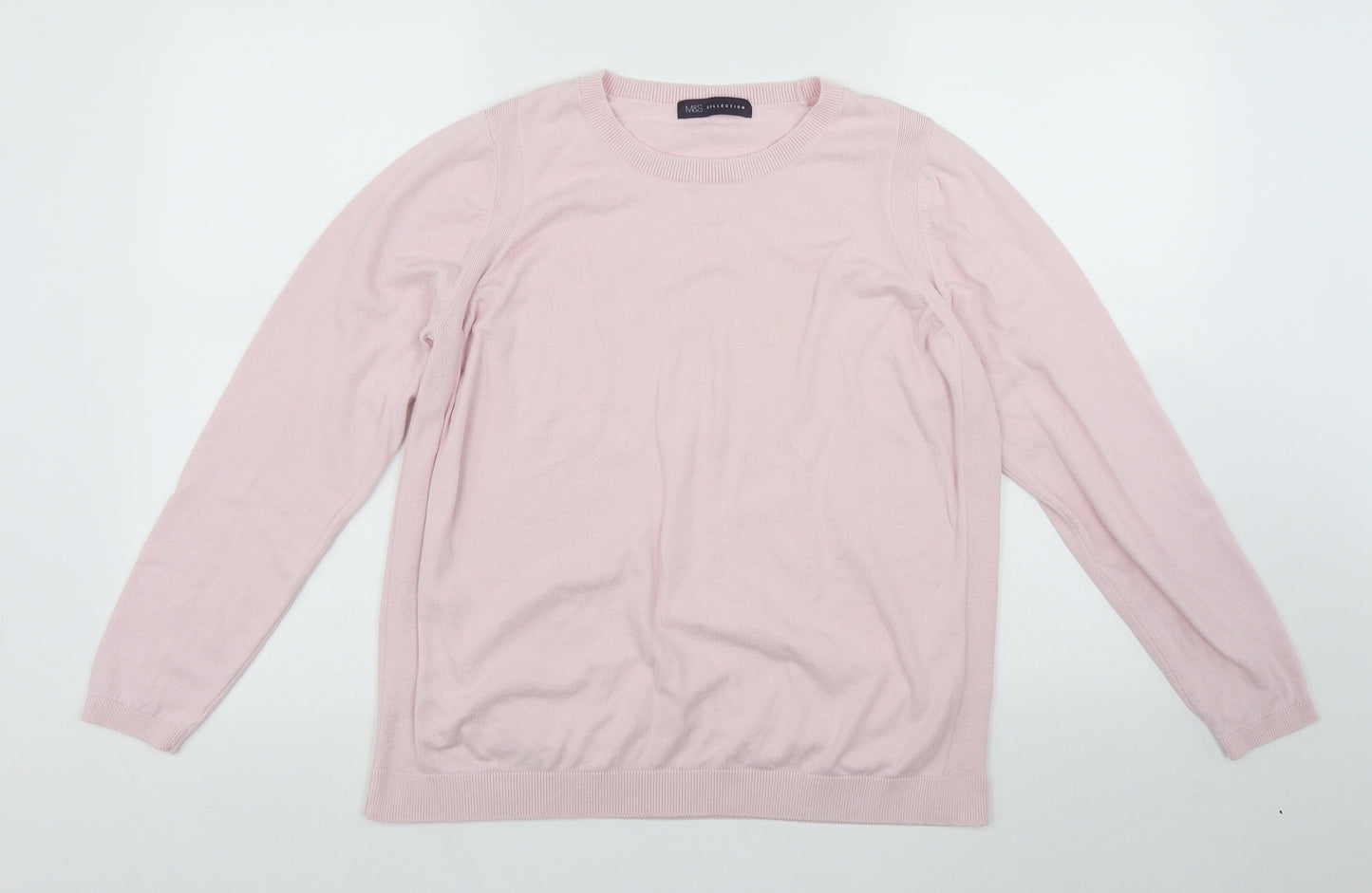 Marks and Spencer Womens Pink Round Neck  Cotton Pullover Jumper Size 18
