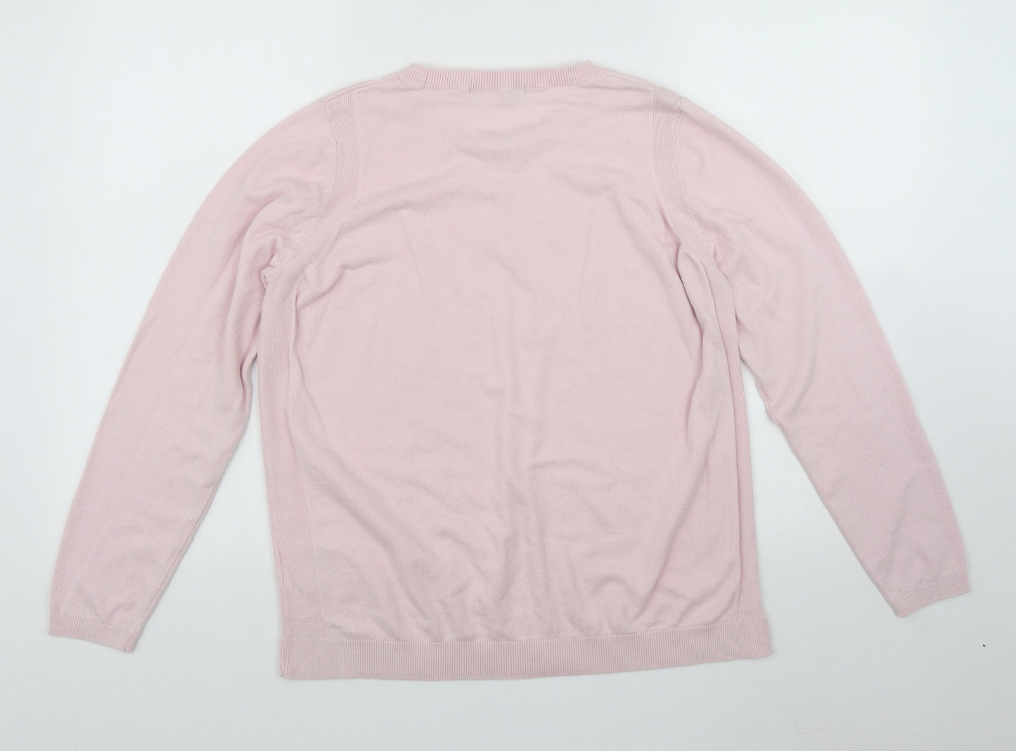 Marks and Spencer Womens Pink Round Neck  Cotton Pullover Jumper Size 18