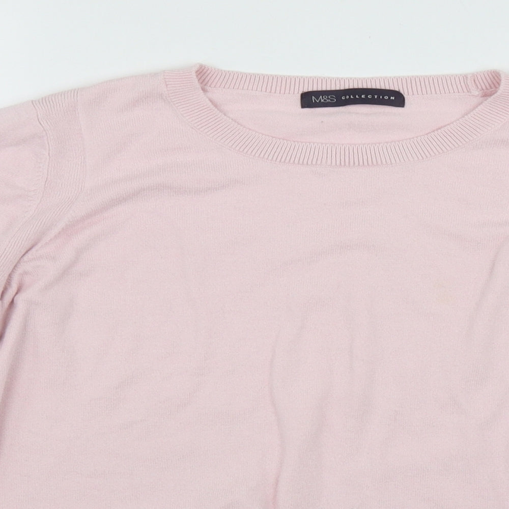 Marks and Spencer Womens Pink Round Neck  Cotton Pullover Jumper Size 18