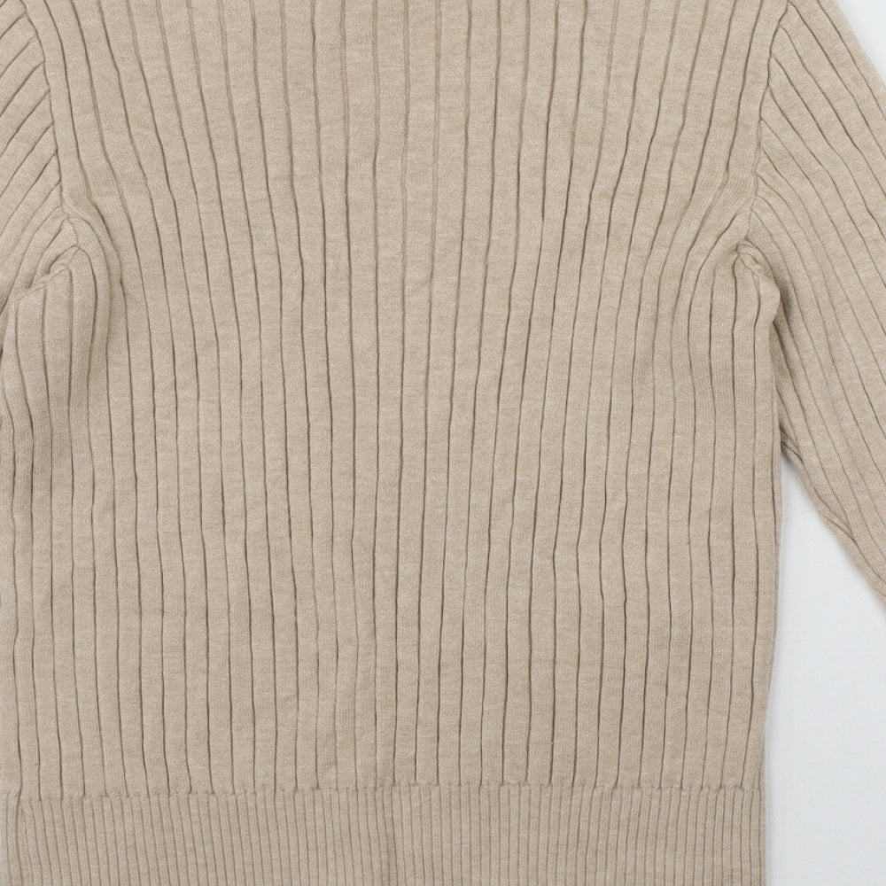 F&F Womens Beige High Neck  Viscose Pullover Jumper Size 18