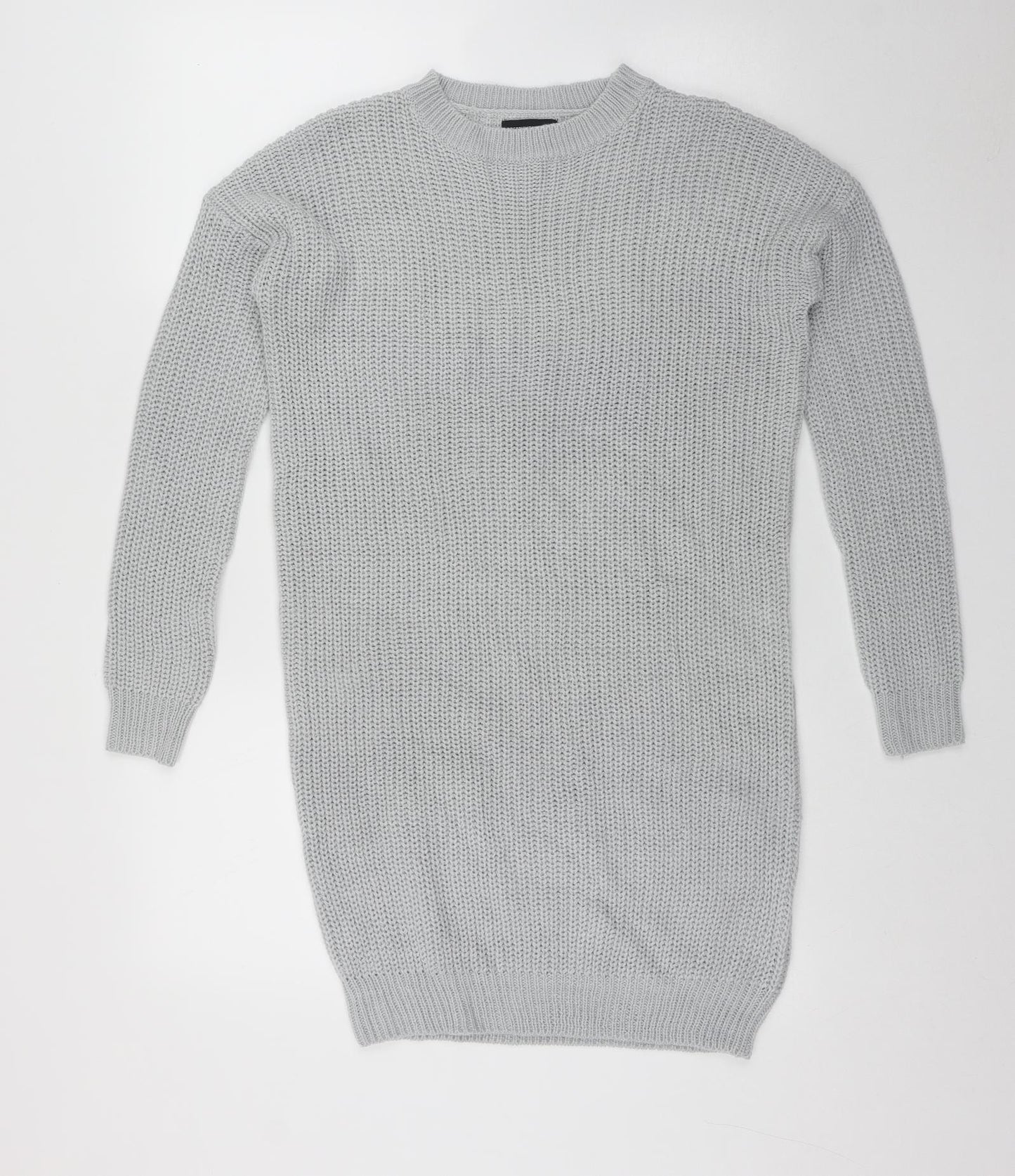 PRETTYLITTLETHING Womens Grey Round Neck  Acrylic Pullover Jumper Size 6   - Over Sized