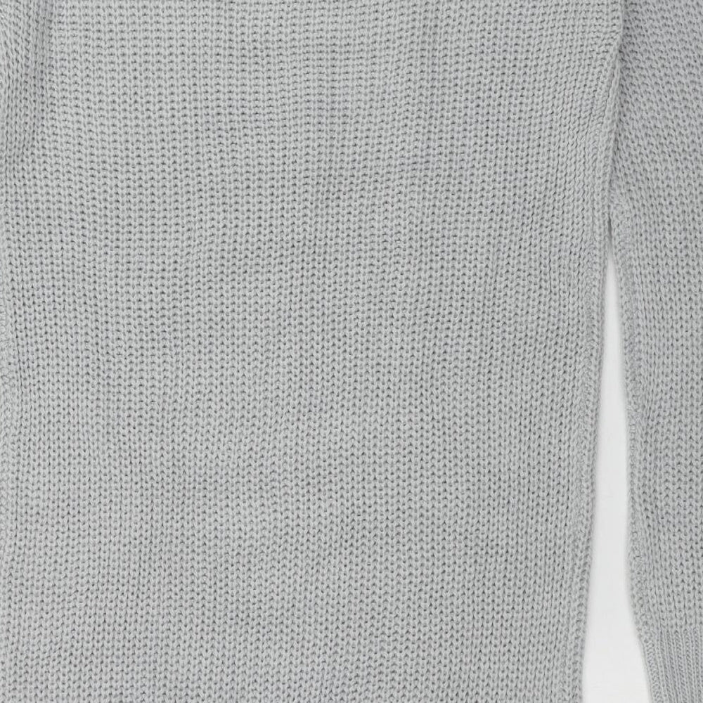 PRETTYLITTLETHING Womens Grey Round Neck  Acrylic Pullover Jumper Size 6   - Over Sized