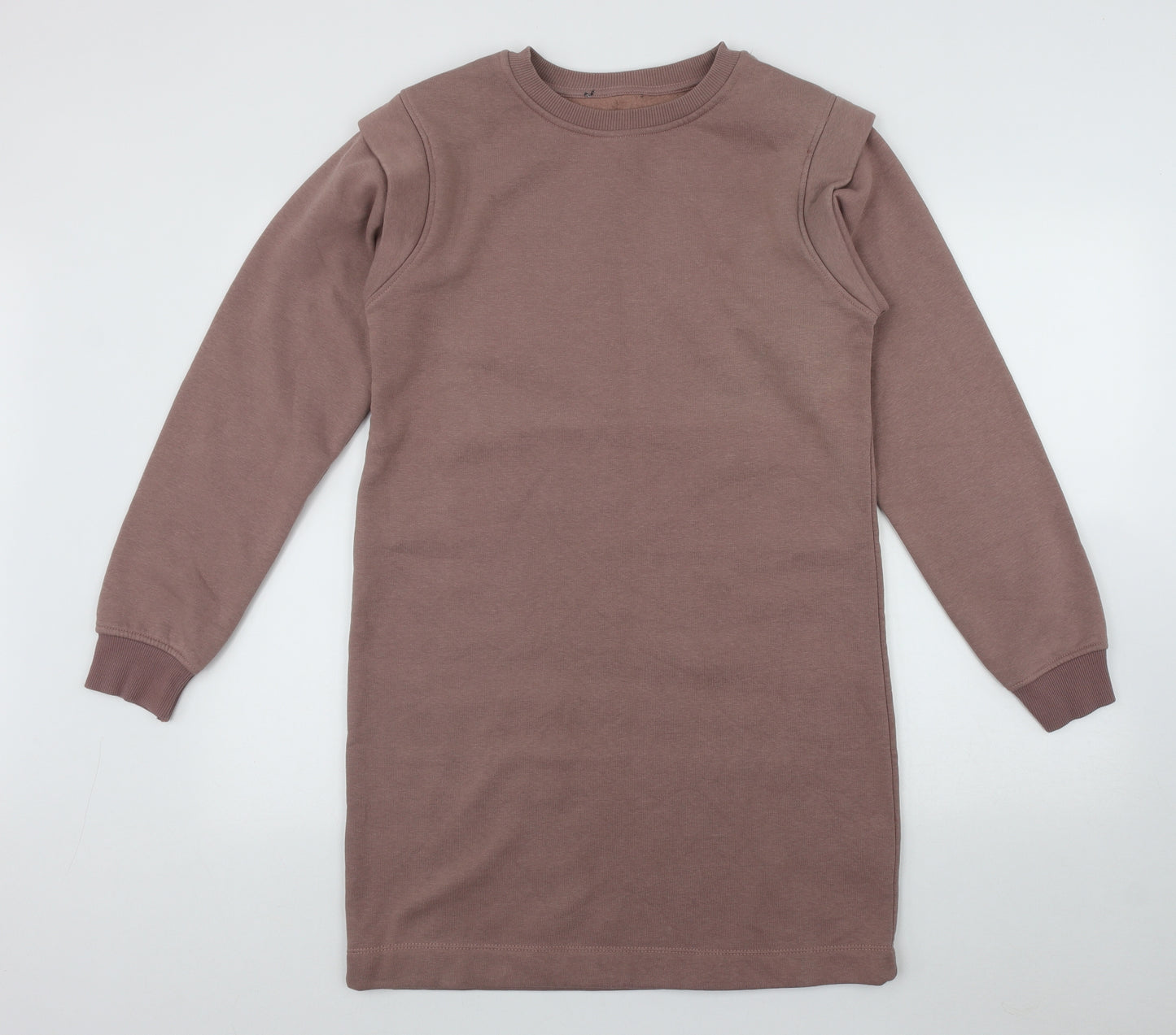 Primark Womens Beige Round Neck  Cotton Pullover Jumper Size 6   - Size 6/8  shoulder Pads