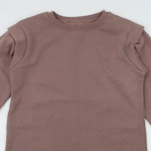 Primark Womens Beige Round Neck  Cotton Pullover Jumper Size 6   - Size 6/8  shoulder Pads