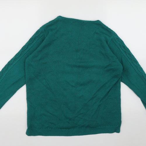 ISLE Womens Green V-Neck  Acrylic Pullover Jumper Size M