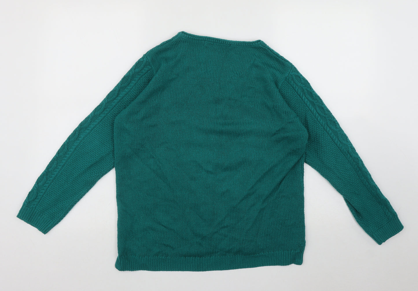 ISLE Womens Green V-Neck  Acrylic Pullover Jumper Size M