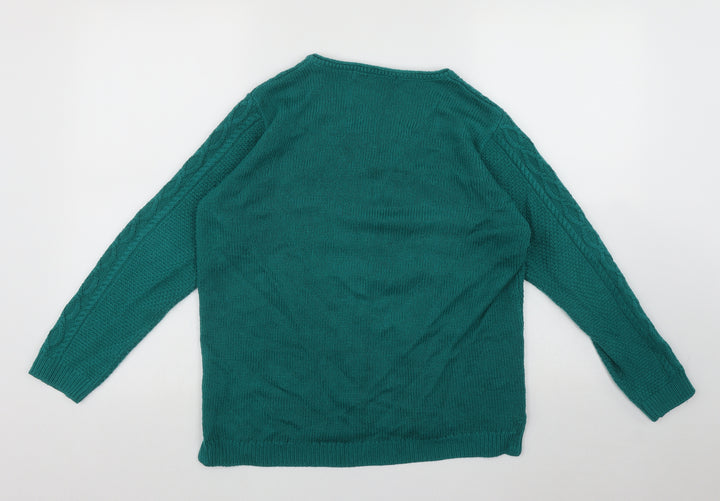 ISLE Womens Green V-Neck  Acrylic Pullover Jumper Size M