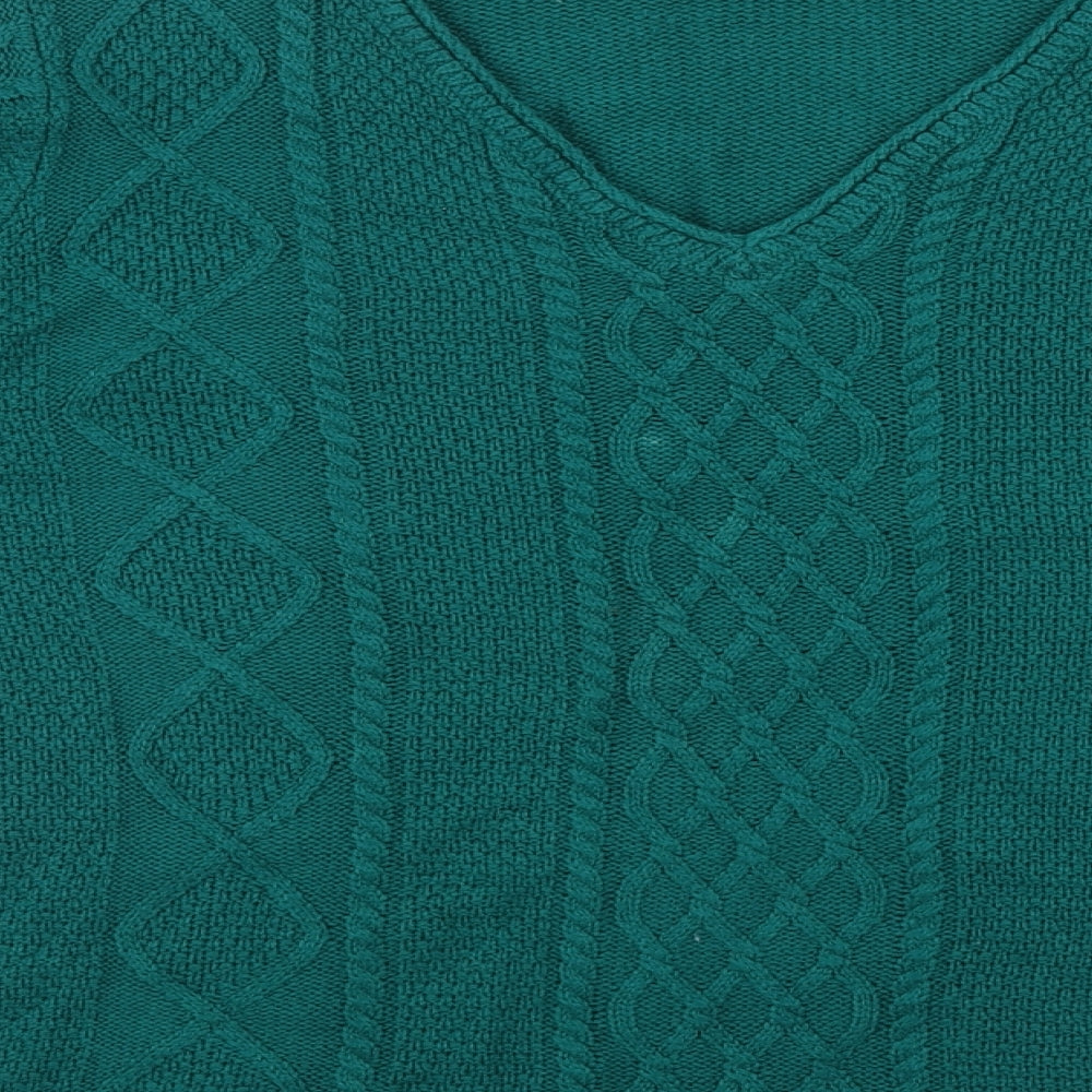 ISLE Womens Green V-Neck  Acrylic Pullover Jumper Size M