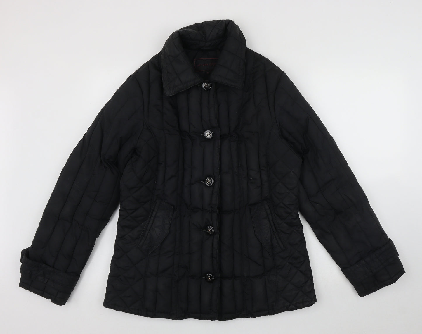 Per Una Womens Black   Quilted Coat Size M  Button - Fake pockets