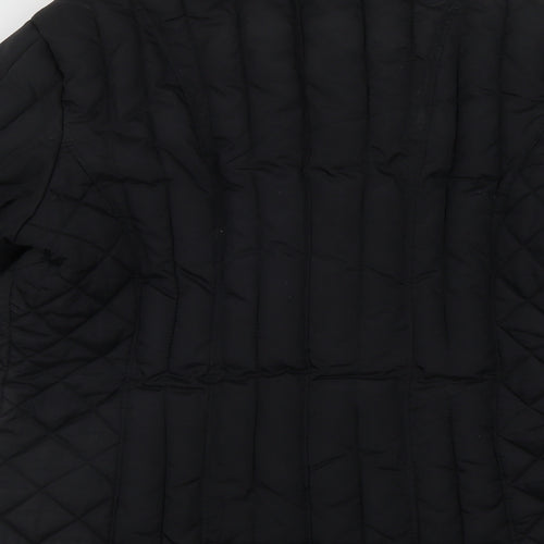 Per Una Womens Black   Quilted Coat Size M  Button - Fake pockets