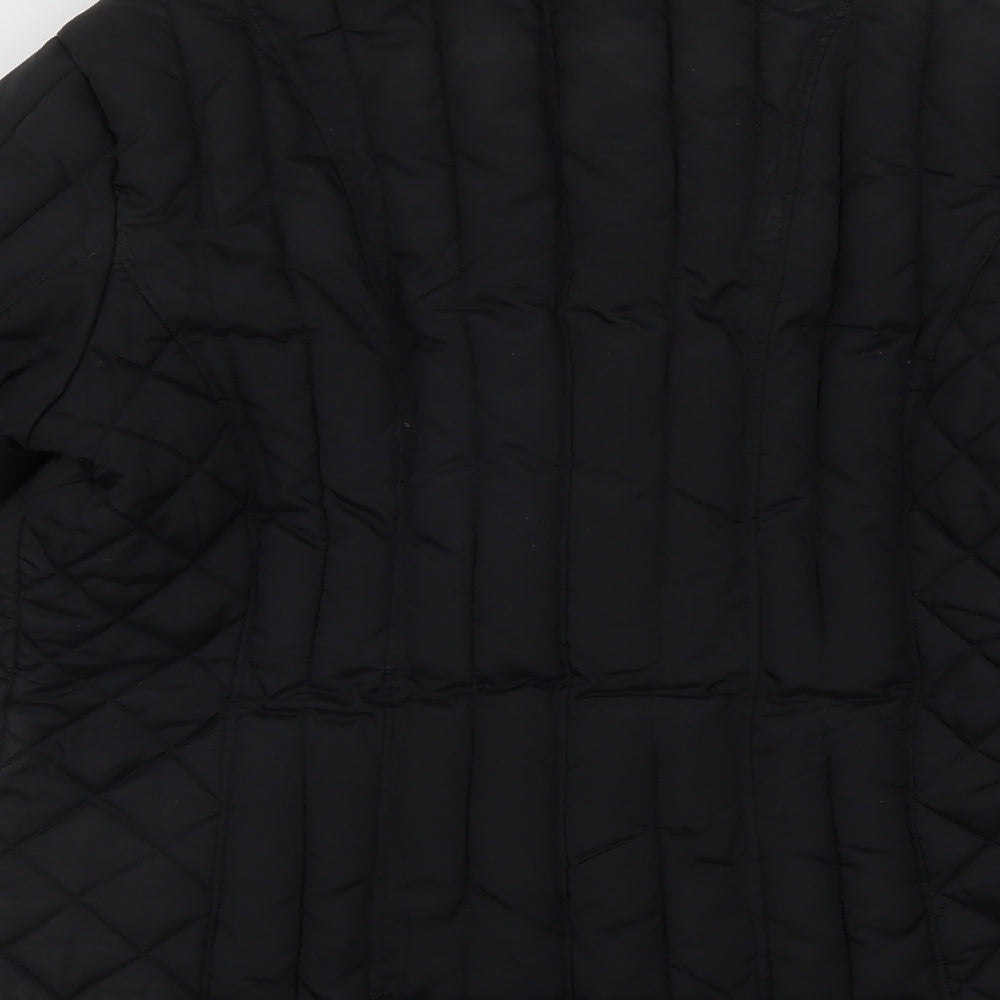 Per Una Womens Black   Quilted Coat Size M  Button - Fake pockets