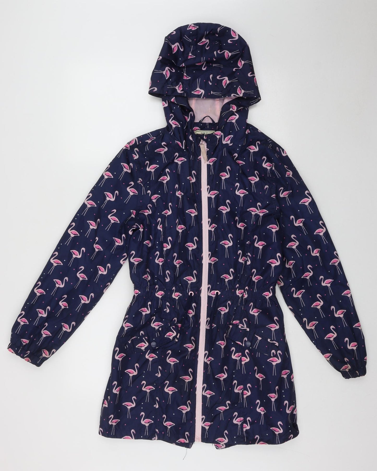 Marks and Spencer Girls Multicoloured Geometric  Anorak Coat Size 13-14 Years  Zip - Flamingo print
