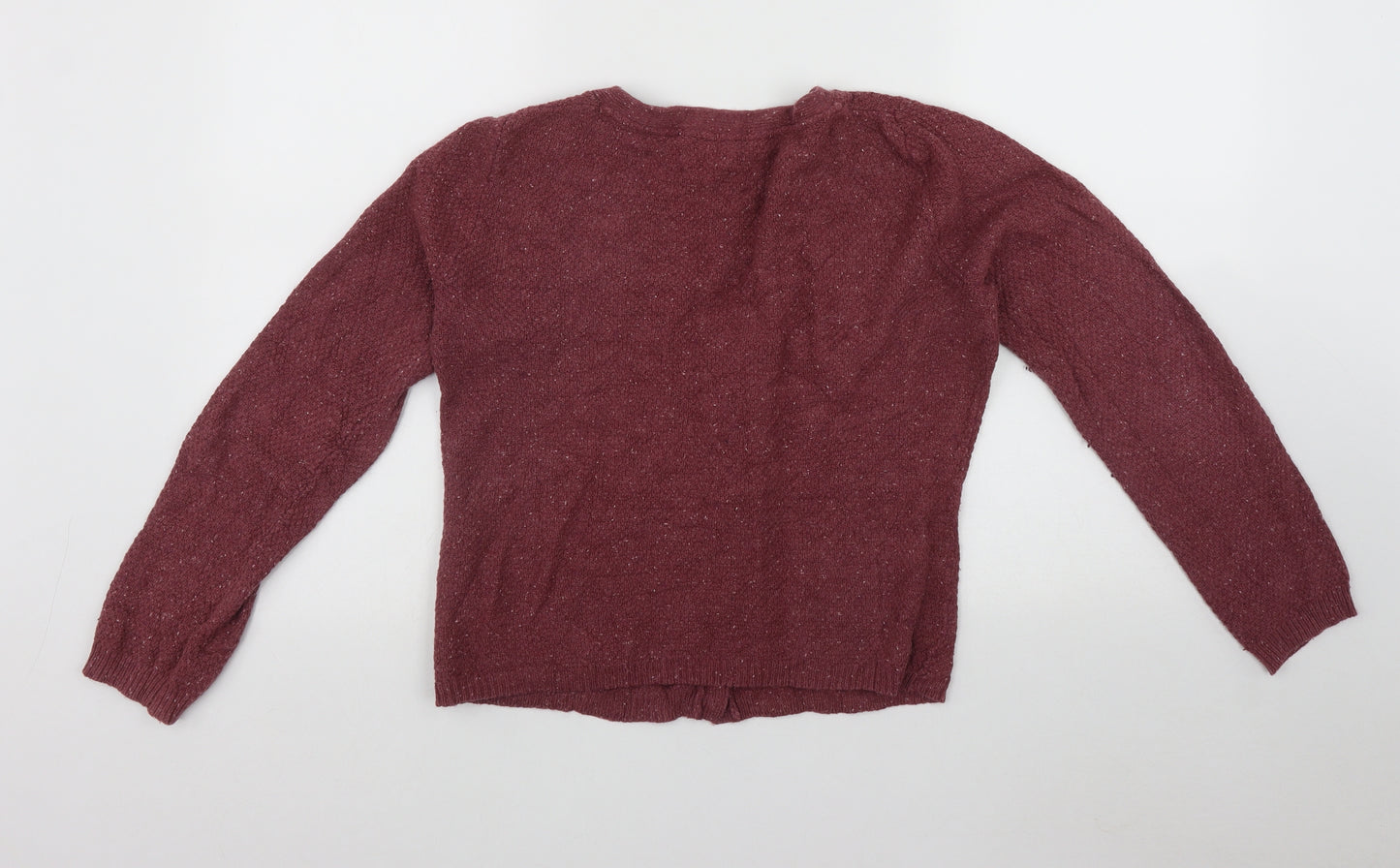 Fat Face Womens Red V-Neck  Cotton Cardigan Jumper Size 12   - Pocket Detail