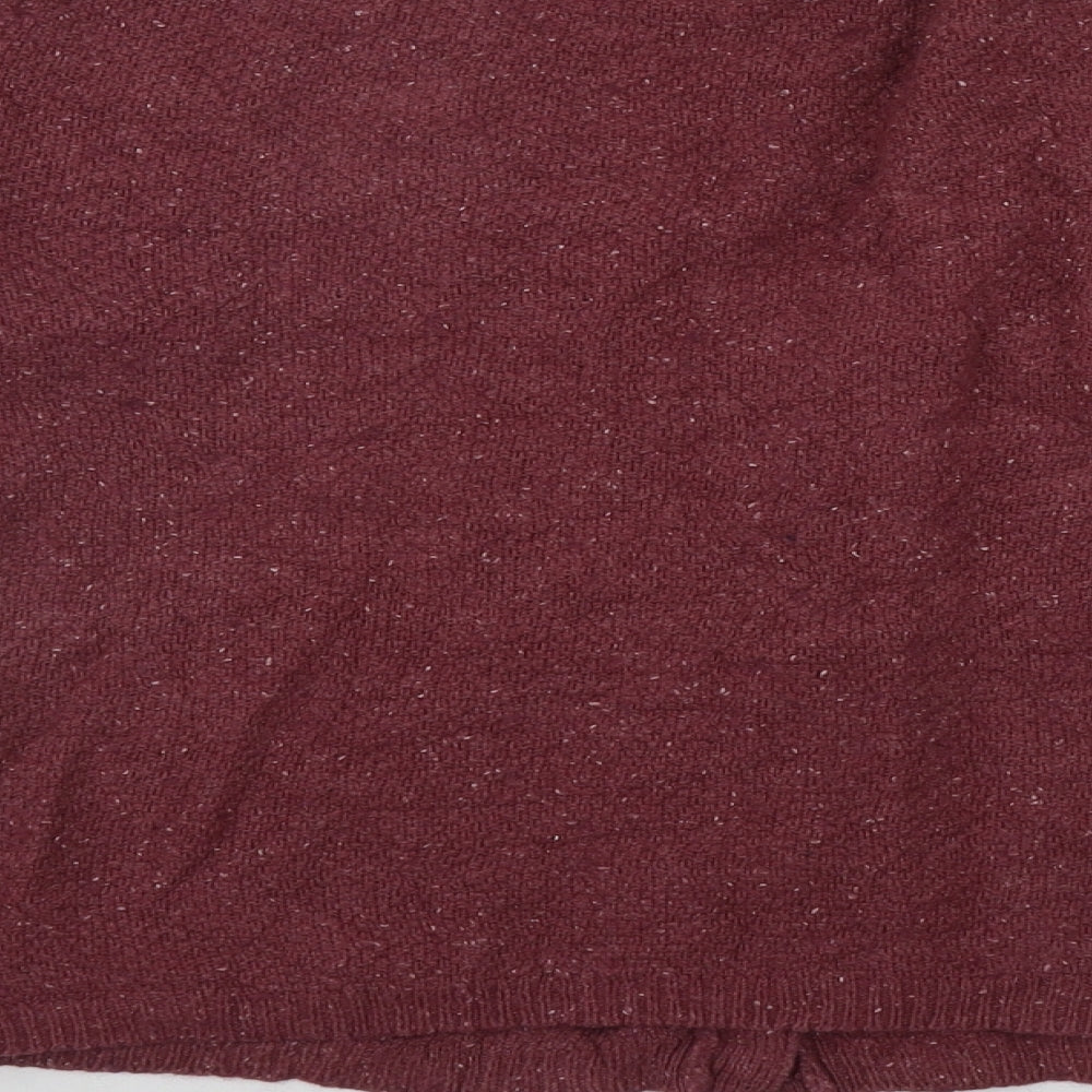 Fat Face Womens Red V-Neck  Cotton Cardigan Jumper Size 12   - Pocket Detail