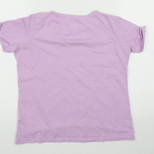 Primark Girls Purple Geometric Cotton Basic Casual Size 12-13 Years Round Neck  - Space and Rockets