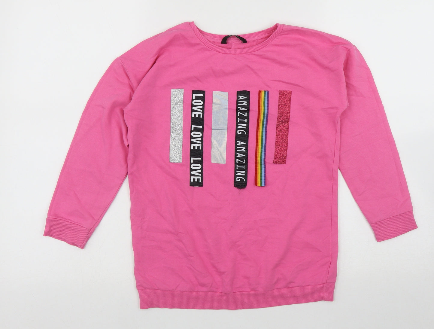 George Girls Multicoloured Geometric Cotton Basic Casual Size 9-10 Years Round Neck  - Logo print