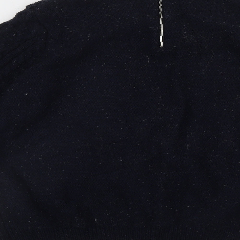 Primark Womens Blue Collared  Acrylic Pullover Jumper Size M   - 2 in 1 top Zip detail on back