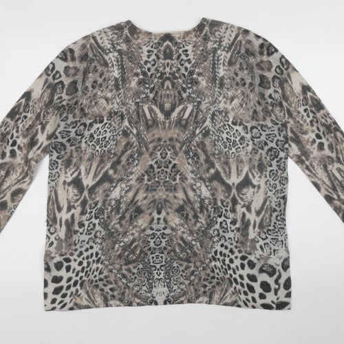 Gerry Weber Womens Multicoloured Animal Print Polyester Basic Blouse One Size V-Neck
