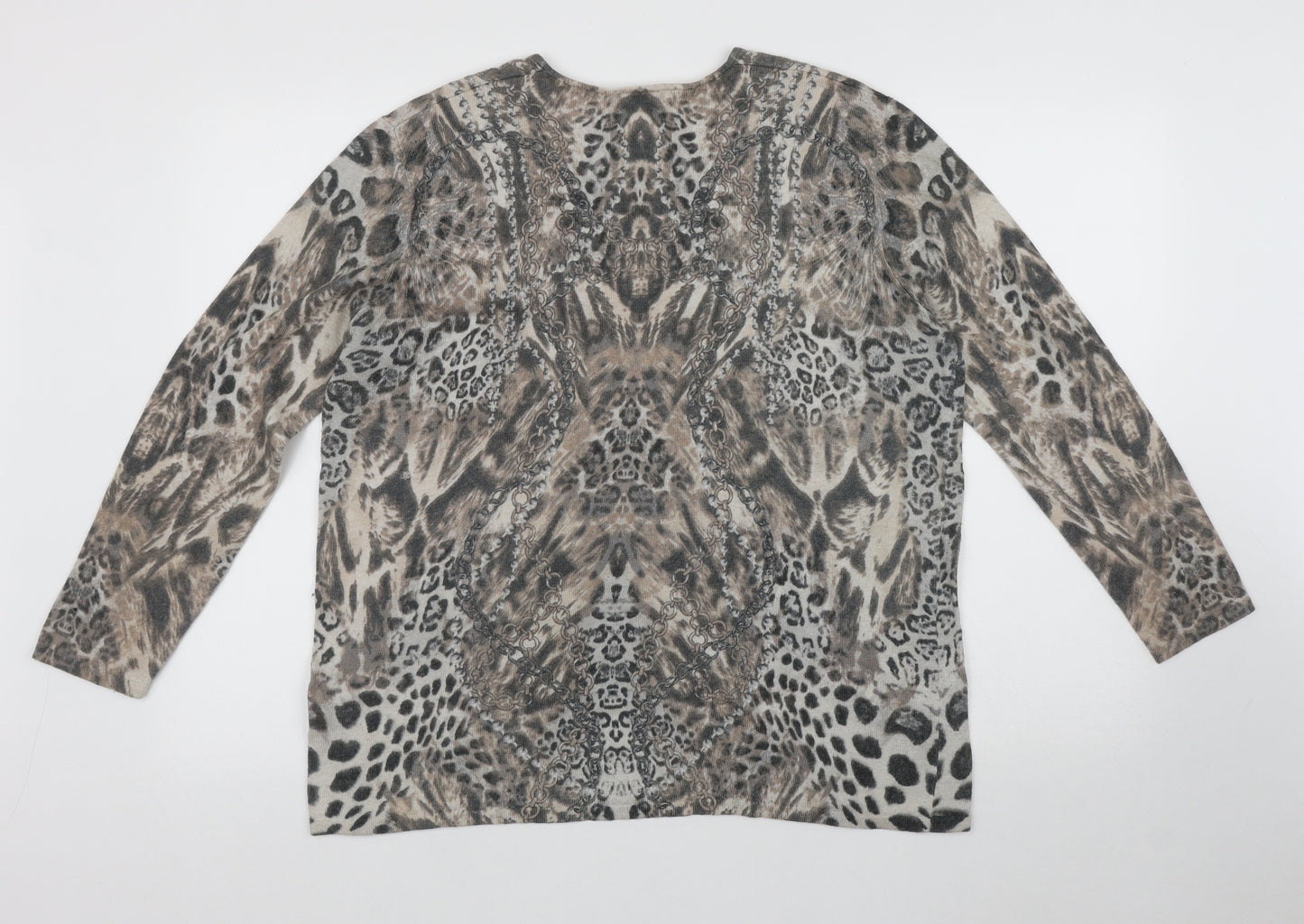 Gerry Weber Womens Multicoloured Animal Print Polyester Basic Blouse One Size V-Neck