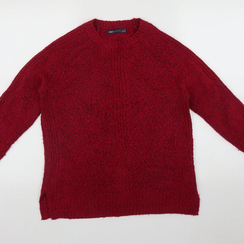 Marks and Spencer Womens Pink Round Neck  Acrylic Pullover Jumper Size S   - Side slit