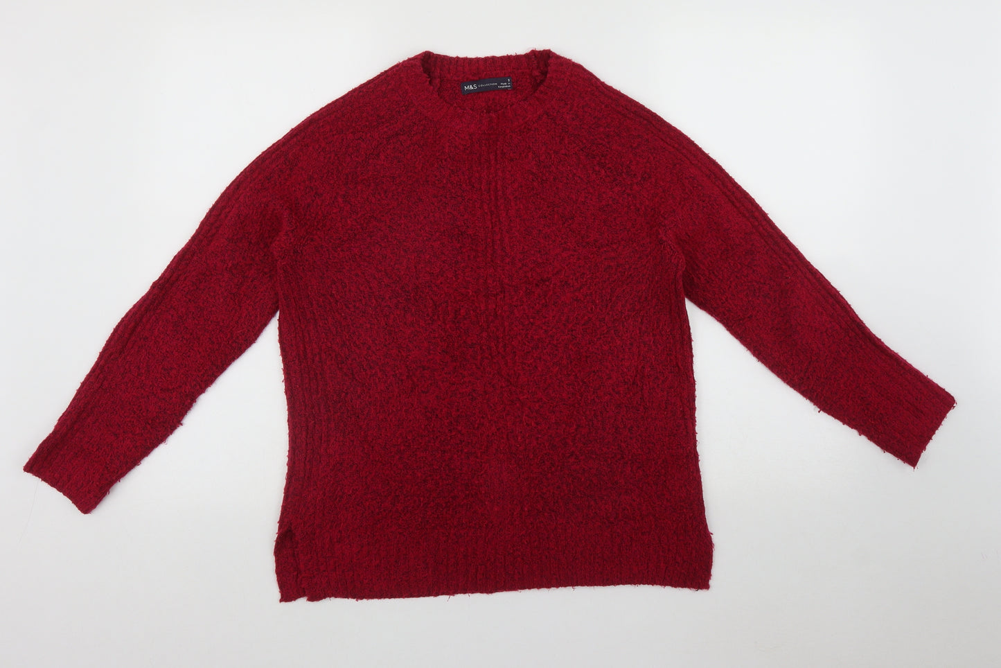 Marks and Spencer Womens Pink Round Neck  Acrylic Pullover Jumper Size S   - Side slit