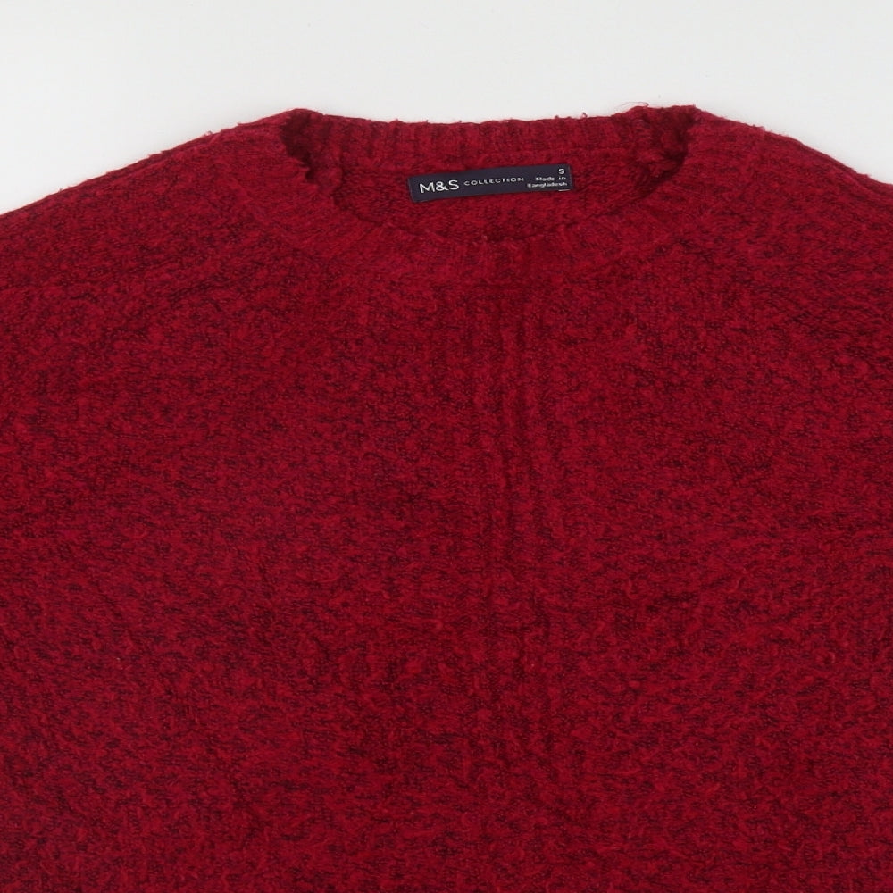 Marks and Spencer Womens Pink Round Neck  Acrylic Pullover Jumper Size S   - Side slit