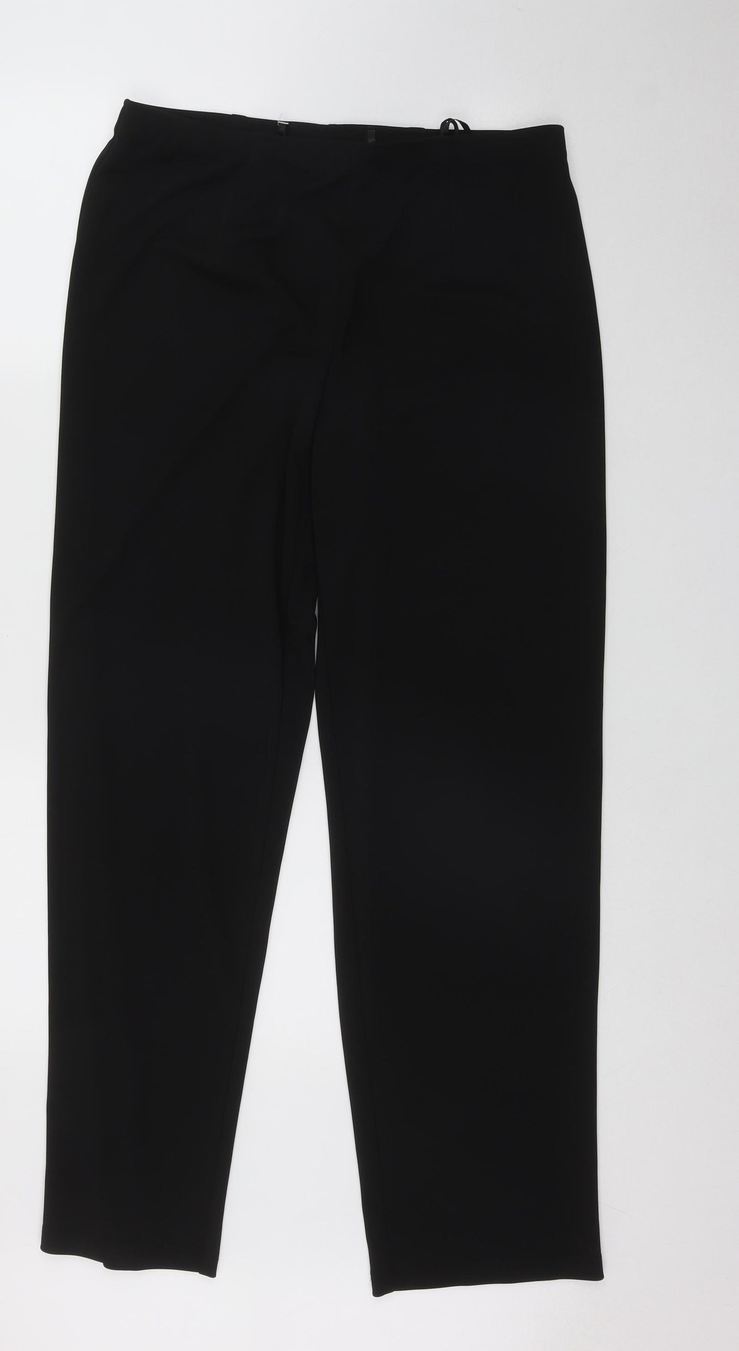 Preworn Womens Black  Polyester Trousers  Size 16 L30 in Regular  - Elasticated Waist