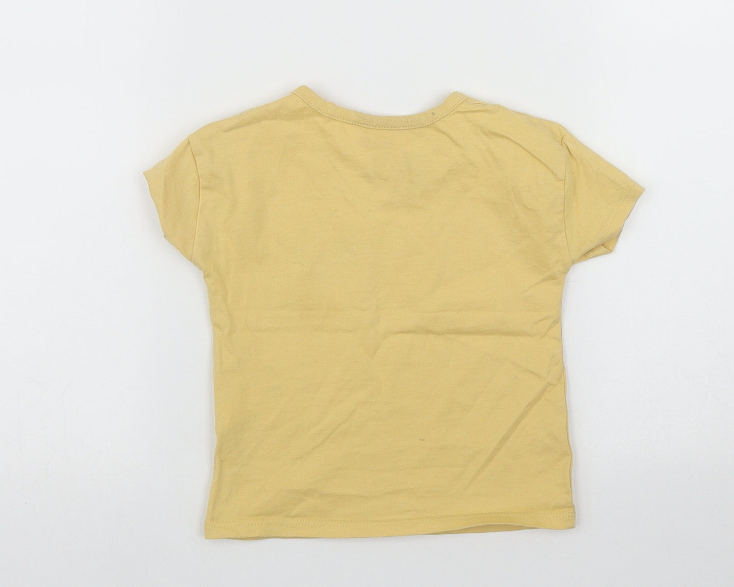 George Girls Yellow Floral Cotton Basic Dress Shirt Size 2 Years Round Neck  - Disney