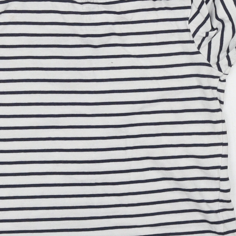 F&F Girls Ivory Striped Cotton Basic T-Shirt Size 12-18 Months Round Neck  - Strawberry Logo