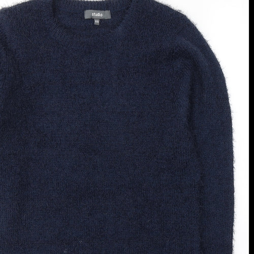 Studio Womens Blue Round Neck  Polyester Pullover Jumper Size 8
