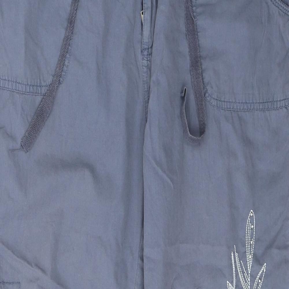 Papaya Womens Blue  Cotton Cropped Trousers Size 14 L20 in Regular Button