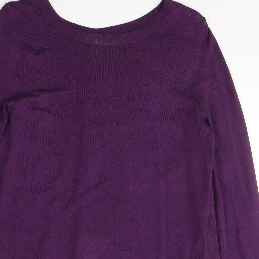 George Womens Purple Round Neck Floral Viscose Pullover Jumper Size 14
