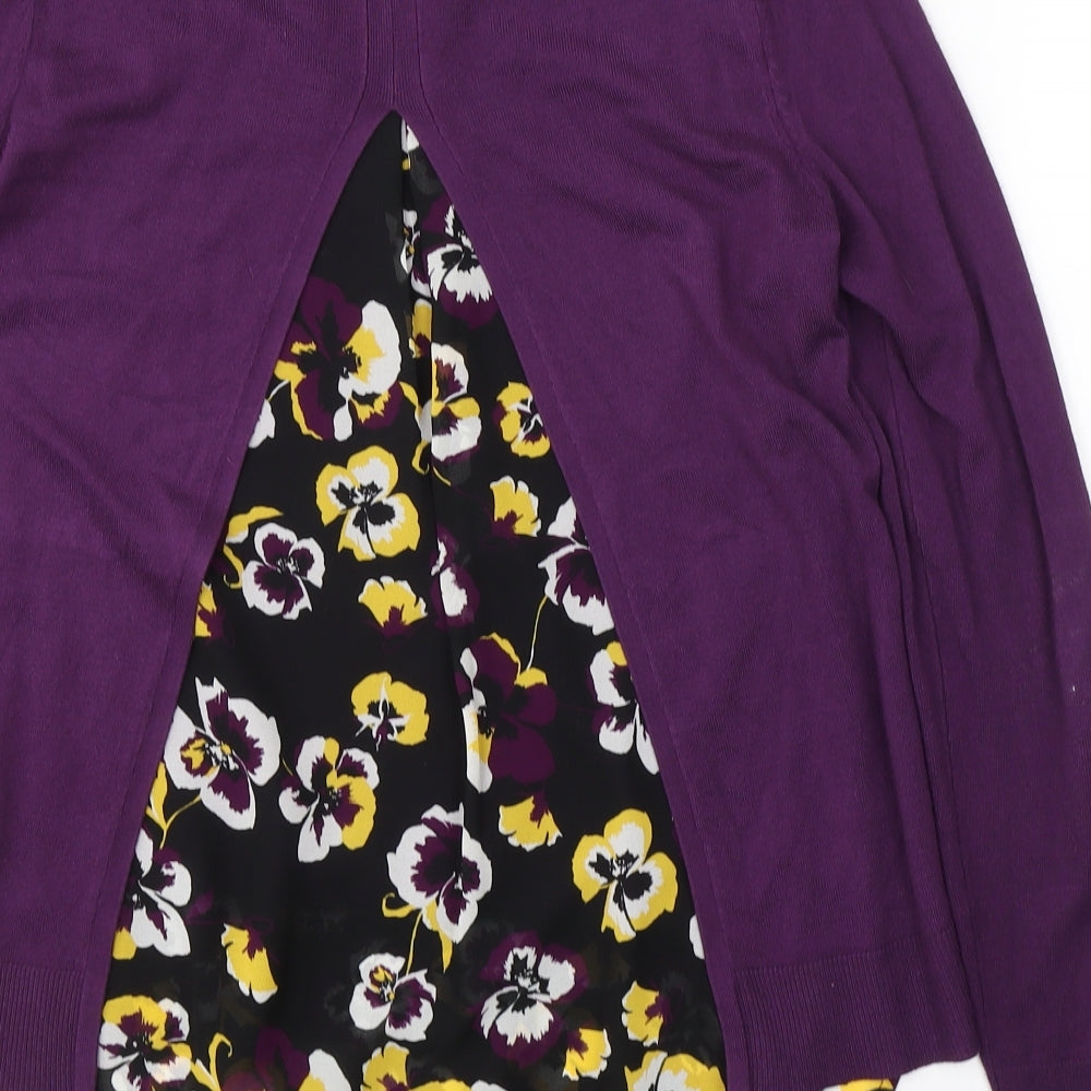 George Womens Purple Round Neck Floral Viscose Pullover Jumper Size 14